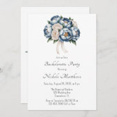 Dusty Blue Peony Roos & Glitter Bachelorette Party Kaart (Voorkant / Achterkant)