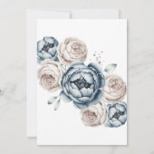 Dusty Blue Peony Roos & Glitter Bruidsmeisjes Lunc Kaart (Achterkant)