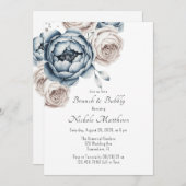 Dusty Blue Peony Roos & Glitter Brunch & Bubbly Kaart (Voorkant / Achterkant)