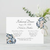 Dusty Blue Peony Roos repetitiediner Kaart (Staand voorkant)