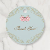 Dusty Blue Peony  Vrijgezellenfeest Bedankt Bedankjes Labels (Voorkant)