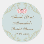 Dusty Blue Peony  Vrijgezellenfeest Bedankt Ronde Sticker (Voorkant)