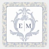 Dusty Blue Perfect Pear Monogram bruiloft Sticker (Voorkant)