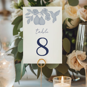 Dusty Blue Perfect Pear Trouwtafel Nummer Kaart