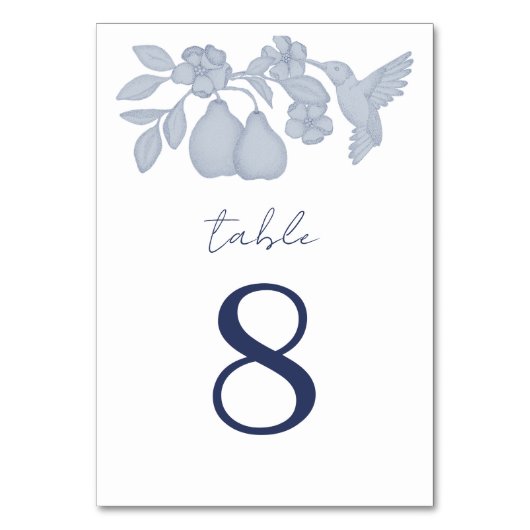 Dusty Blue Perfect Pear Trouwtafel Nummer Kaart (Voorkant)