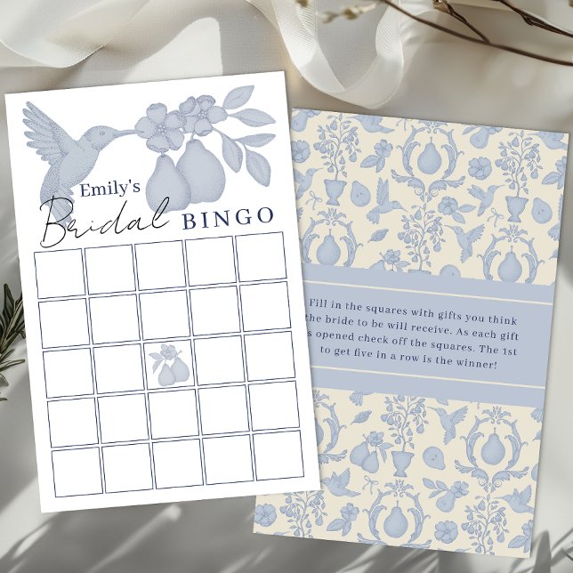 Dusty Blue Perfect Pear Vrijgezellenfeest Bingo sp (Bridal Shower Bingo)