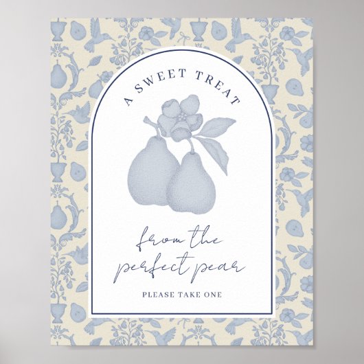Dusty Blue Perfect Pear Vrijgezellenfeest gunsttek Poster (Voorkant)