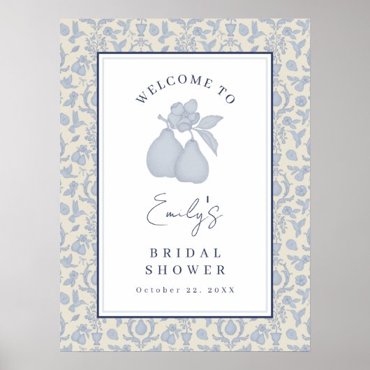 Dusty Blue Perfect Pear Vrijgezellenfeest Poster S (Voorkant)