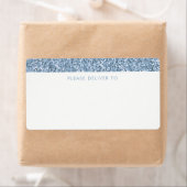 Dusty Blue Periwinkl Glitter Stripe Address Etiket (Insitu)