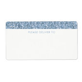 Dusty Blue Periwinkl Glitter Stripe Address Etiket (Voorkant)