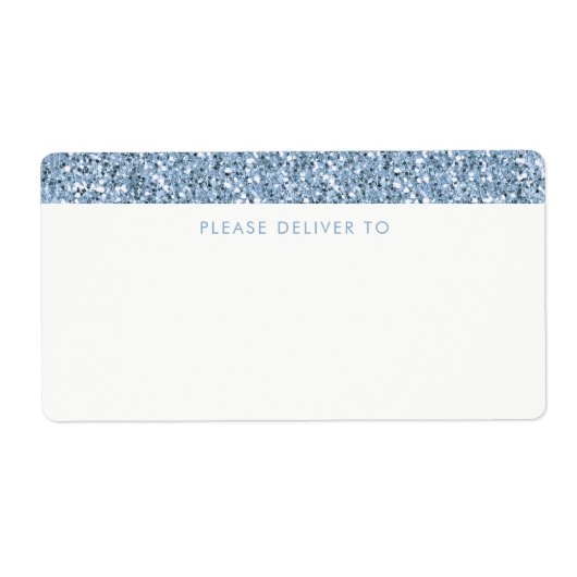 Dusty Blue Periwinkl Glitter Stripe Address Etiket (Voorkant)