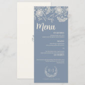 Dusty Blue Periwinkle Wildflower Wedding Menu (Voorkant / Achterkant)