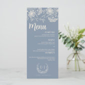 Dusty Blue Periwinkle Wildflower Wedding Menu (Staand voorkant)
