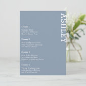 Dusty Blue Personalized Guest Name Wedding Menu (Staand voorkant)
