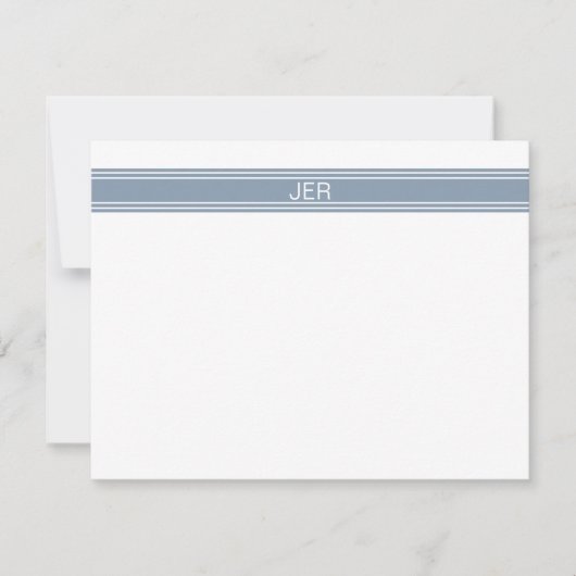 Dusty Blue Personalized Monogram Name Initialen Notitiekaartje (Voorkant)