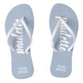 Dusty Blue Personalized Team Bride Teenslippers (Voetbed)