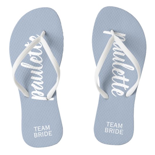 Dusty Blue Personalized Team Bride Teenslippers (Voetbed)