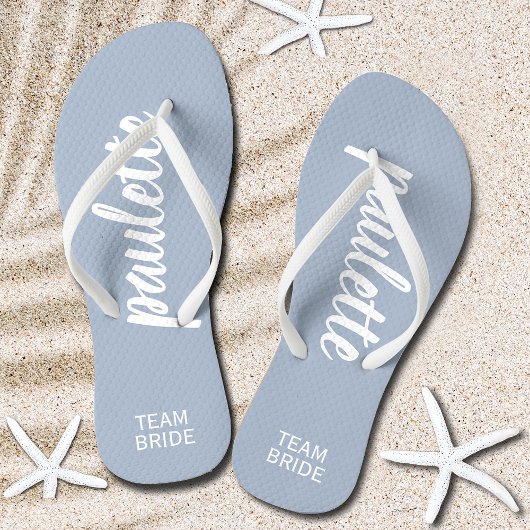 Dusty Blue Personalized Team Bride Teenslippers