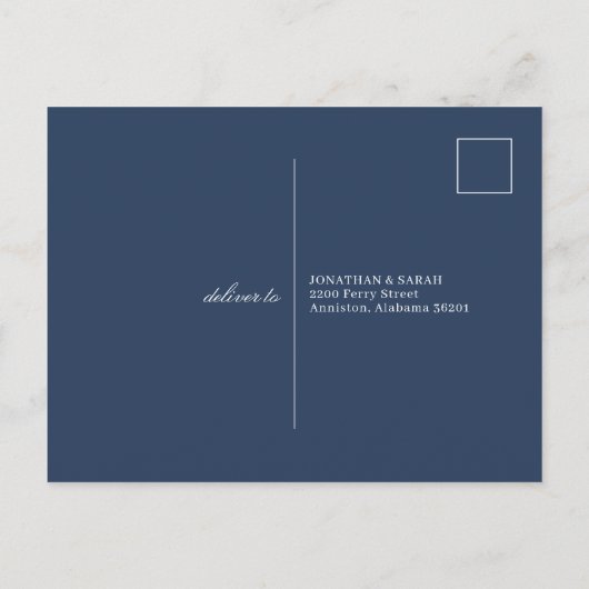 Dusty Blue & Perzik Bloemen Bruiloft RSVP Briefkaart (Achterkant)