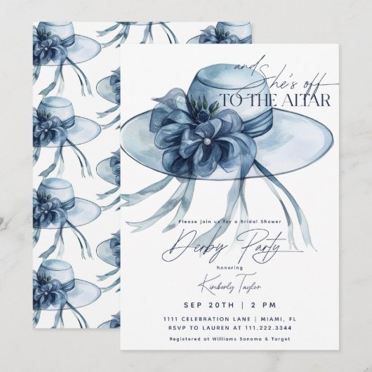 Dusty Blue Pet Derby Vrijgezellenfeest Kaart (Voorkant / Achterkant)