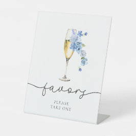 Dusty Blue Petals & Prosecco Vrijgezellenfeest Fav Reclamebord Met Voetstuk