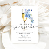 Dusty Blue Petals & Prosecco Vrijgezellenfeest Kaart