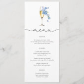 Dusty Blue Petals & Prosecco Wildflower Menu Kaart (Voorkant)
