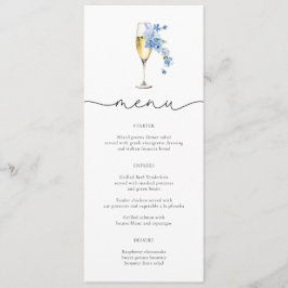 Dusty Blue Petals & Prosecco Wildflower Menu Kaart