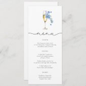 Dusty Blue Petals & Prosecco Wildflower Menu Kaart (Voorkant / Achterkant)
