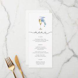 Dusty Blue Petals & Prosecco Wildflower Menu Kaart