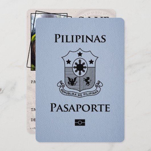 Dusty Blue Philippines Passport Bewaar de datum Save The Date (Voorkant / Achterkant)