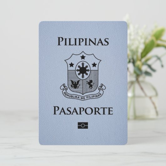 Dusty Blue Philippines Passport Bewaar de datum Save The Date (Staand voorkant)