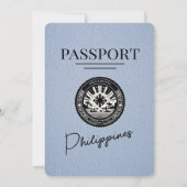 Dusty Blue Philippines Passport Uitnodiging voor b (Achterkant)