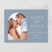 Dusty Blue Photo Arch Bewaar de datum Briefkaart (Voorkant)