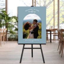 Dusty Blue Photo Arch Wedding Welcome
