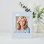 Dusty blue photo birthday invitation (Staand voorkant)
