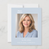 Dusty blue photo birthday invitation (Voorkant)