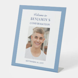 Dusty Blue Photo Boys Bevestiging Welkomstbord Reclamebord Met Voetstuk