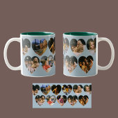 Dusty Blue Photo Collage Mug with Heart Frames Tweekleurige Koffiemok