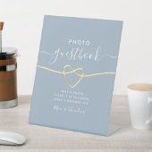 Dusty Blue Photo Guestbook Wedding Sign Reclamebord Met Voetstuk (Insitu)