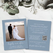 Dusty Blue Photo QR Code Weddenschappen Receptie U