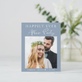 Dusty Blue Photo QR Code Weddenschappen Receptie U (Staand voorkant)