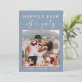 Dusty Blue Photo QR Code Weddenschappen Reception Kaart (Staand voorkant)