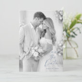 Dusty Blue Photo Save the Date Kaart (Staand voorkant)