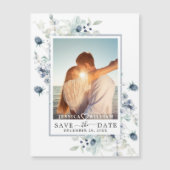 Dusty Blue PHOTO Save the Date Magnetische Kaart (Voorkant)