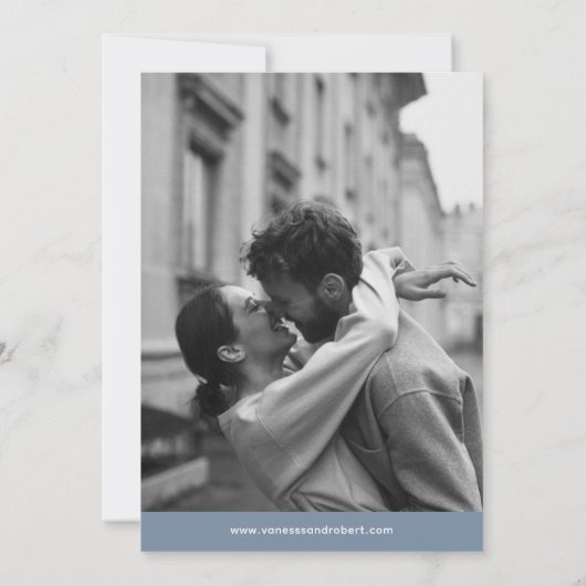 Dusty Blue Photo Script Sla de datum op Kaart (Achterkant)