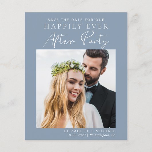 Dusty Blue Photo Weddenschap Reception Save the Da (Voorkant)