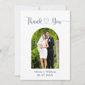 Dusty Blue Photo Wedding Bedankkaart (Voorkant)
