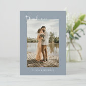 Dusty Blue Photo Wedding Elegant Dank u kaart (Staand voorkant)