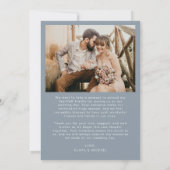 Dusty Blue Photo Wedding Elegant Dank u kaart (Achterkant)